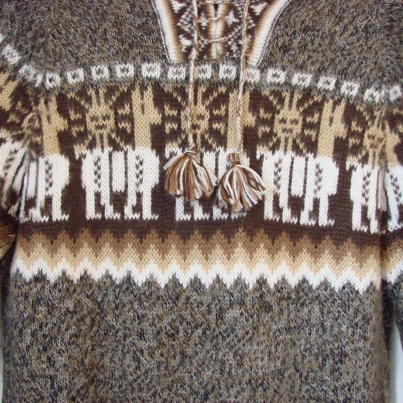 Kactus Artesanias Alpaca Hoodie Sweater Peru Aztec Fringe Soft Pullover Medium - Picture 8 of 15